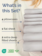 Extra Deep Split King Sheet Set - 7 Piece Breathable & Cooling Sheets - Hotel Luxury Bed Sheets Set - Easy Fit - Soft, Wrinkle Free & Comfy Sheets Set - French Grey Sheet Set with Extra Deep Pockets