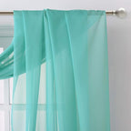 NICETOWN Pool Blue Decorative Window Scarfs, Fresh Color Chic Voile Sheer Curtains Flexible Valances for Beach House & Nursery Decor, Set of 2, W60 x L216
