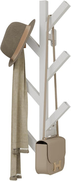 Vlush Wall Mounted Metal Coat Rack with 6 Hooks Modern Minimalist & Upright Coat Rack for Hanging Clothes, Hats, Hanging Bags and Scarves Entrance Wall Iron Coat Racks (White)