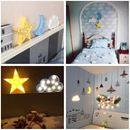 3PCS Decorative LED Crescent Moon Cloud and Star Night Lights Lamps Marquee Signs Letters for Baby Nursery Decorations Gifts for Children (Moon Cloud and Star)