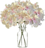 WEISPARK 100PCS Artificial Hydrangea Flowers, Fake Flowers Silk Hydrangea Full Flowers Heads with Stems for Wedding Home Party Shop Baby Shower Decor (Pink Beige)