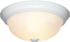 DESIGNERS FOUNTAIN Reedley 2-Lights Flush Mount Ceiling Light, 13 Inch Lighting Fixture for Kitchen, Bedroom, Bathroom, and Hallway, White Alabaster Glass, White, 1257M-WH-AL