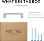 Ravinte 20 Pack Solid 3 Inch Center to Center Slim Square Bar Drawer Handles Kitchen Cabinet Handles Brushed Nickel Drawer Pulls Kitchen Cabinet Hardware Kitchen Handles Cabinet Pulls