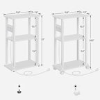 TUTOTAK Small Narrow Side Table with Charging Station, Set of 2 Skinny End Table for Small Spaces, Slim Nightstand with USB Ports and Outlet,Sofa Beside Table with Wheels, White TB01BW047