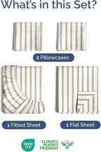 Extra Deep Twin XL Sheet Set - 4 Piece Breathable & Cooling Sheets - Hotel Luxury Bed Sheets Set - Easy Fit - Soft, Wrinkle Free & Comfy Sheets Set - Beige Striped Sheet Set with Extra Deep Pockets