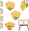4 pcs Petal Knob Handle Unique Zinc Alloy Flower Shape Single Hole Knob Handle for Cabinets,Drawers, Wardrobes Furniture Decoration(Yellow)
