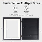 4-Pack Kids Artwork Frames Changeable - Kids Art Frame,Artwork Frames for Kids Art,Children Art Projects Kids Art Frames,8.5x11 Picture Frame for Display Kid Art work,With Storage(Black)