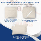 DREAMCARE California King Sheet Sets - Cooling Bed Sheets - 4pcs Set - up to 15" Deep Pocket Cal King Sheets - California King Sheets - Soft & Lasting 100% Brushed Polyester with Side Pocket - Ivory