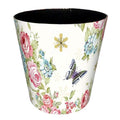 Wastebasket, 10L/2.64 Gallon PU Leather Decorative Trash Can Waterproof Paper Basket Garbage Bin for Home Office Bathroom - Rose and Butterfly