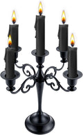 Metal Candle Holder，5 Arms Pure Black Candle Holders for Pillar Candles（10.6 inch Tall Candlestick Holders, for 1/2-1 inch Taper Candles Diameter Each）,Candelabra Decoration
