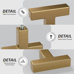 goldenwarm 10 Pack Cabinet Handles Champagne Bronze Cabinet Knobs Champagne Drawer Knobs Bronze Drawer Pulls Kitchen Dresser Hardware T Bar Square Hardware for Bedroom Kitchen Dresser