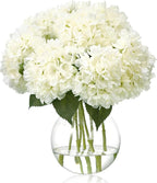 8 Pcs 18 Inch Hydrangea Artificial Flowers Faux Hydrangea Flowers with Stems Fake Bouquet Bulk Realistic Floral for Fall Home Table Christmas Indoor Outdoor Decoration (Beige)