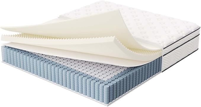 Modway Jenna 14” Innerspring and Memory Foam California King Mattress With Individually Encased Coils, White