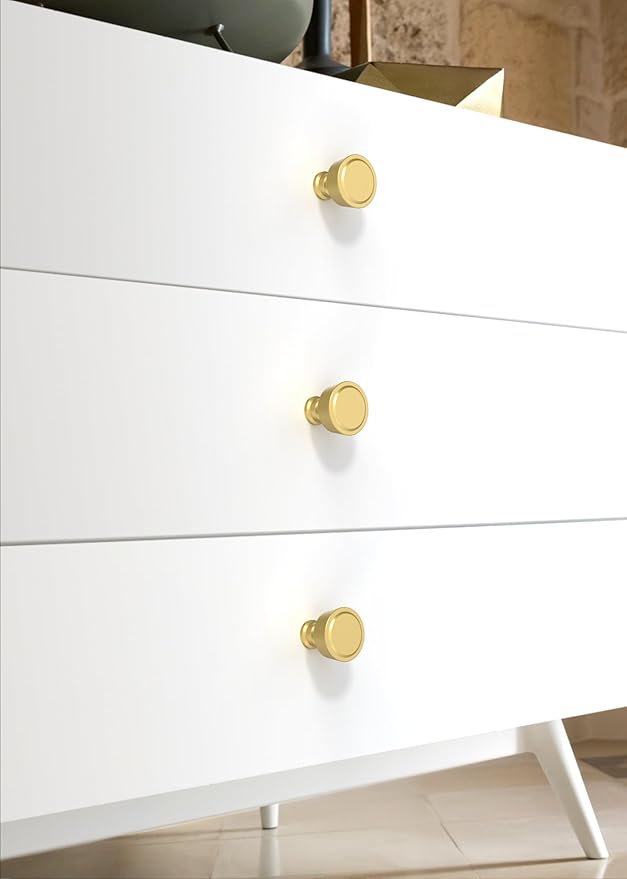 10 Pack Brushed Gold Cabinet Knobs Single Hole Cabinet Pulls Round Kitchen Cabinet Knobs