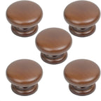 5PCS Round Wood Drawer Knob,Dresser Furniture Drawers 33mm Dia,Walnut Cabinet Pulls Handles with Screws Hardware for Drawer Wardrobe Dresser
