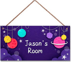Personalized Outer Space Man Cave Sign For Boys Bedroom Custom Name Science Fiction Theme Kids Room Toddler Baby Nursery Door Plaque Planet Wall Art Decor For Little Man Cave