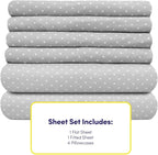 Queen Sheets Dot Grey - 6 Piece 1500 Supreme Collection Fine Brushed Microfiber Deep Pocket Queen Sheet Set Bedding - 2 Extra Pillow Cases, Great Value, Queen, Dot Gray