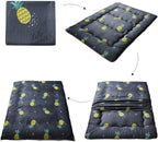 MAXYOYO Grey Pineapple Japanese Floor Futon Mattress, Tatami Floor Mat Portable Camping Mattress Kids Sleeping Pad Foldable Roll Up Floor Lounger Couch Bed Full Size with Mattress Protector Cover