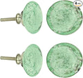 Perilla Home Set of 4 Bubble Knobs - Decorative Light Green Crystal Knobs - Glass Knob for Home Decor, Interior, Kitchen Cabinet, Hardware, Cupboard, Door, Dresser, Wardrobe and Drawer Pulls Handles
