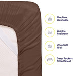Twin Size Bed Sheets - 4 Piece 1500 Supreme Collection Fine Brushed Microfiber Deep Pocket Twin Sheet Set Bedding - 1 EXTRA PILLOW CASES, GREAT VALUE, Twin, Brown