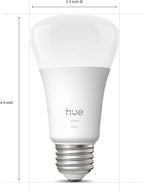 Philips Hue Smart LED A19 Bulb, Warm White Light 2700K, E26 Base, 10.5W, 1100 Lumens, Dimmable, Works with Alexa, Google Assistant, and Apple Home, 1 Pack