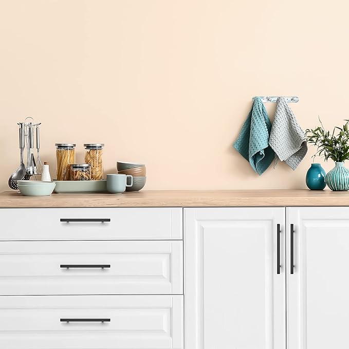 Ravinte Cabinet Handles 25 Pack - 6-3/10 Inch Matte Black Square Pulls, 8-4/5 Inch Overall Length for Kitchen Hardware and Drawers