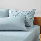 Bedsure Twin Comforter Set Light Blue - Bed in a Bag Twin Size Bedding 5 Pieces, GentleSoft™ Pintuck Bed Set Gift for Family, Pinch Pleat Light Blue Comforter with Sheets, Pillowcase & Sham