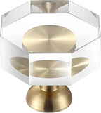 2-Pack 1-1/4-Inch Gold knob Dresser knobs White Cabinet Glass Crystal knobs Brass Drawer Polygonal Dresser Pulls, Drawer pulls