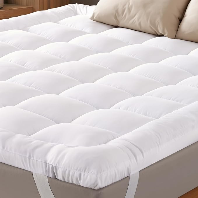 Ultra Soft King Mattress Topper - Cloud-Like Mattress Pad for Back Pain Relief - Breathable Cooling Material for Hot Sleepers