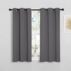 NICETOWN Grey Blackout Curtain Panels for Bedroom, Thermal Insulated Grommet Top Blackout Draperies and Drapes for Basement (2 Panels, W34 x L45-inch, Grey)
