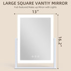 FENNIO Vanity Mirror with Lights - 17"x13" Lighted Makeup Mirror, Makeup Mirror with Lights, Touch Screen with 3-Color Lighting, Dimmable,Desk Mirror with Light for Vanity Tabletop