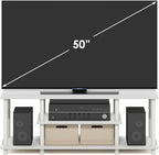 Furinno Turn-N-Tube TV Stand, 3-Tier Entertainment Center with Open Shelves, TV Console for TV up to 50 Inch, for Living Room, Bedroom, White