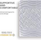 SLEEP ZONE King Size Cooling Mattress Pad, Premium Zoned Quilted Fitted Mattress Topper, Elastic Mattress Protector Cover, Machine Wash Durable, Deep Pocket 8-21 inch, Silver Grey, King