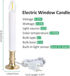 6-Pack Dusk to Dawn Electric Christmas Window Candle Lights with Shatterproof Plastic LED Bulbs, Plug-in Corded Window Candle Lamps, Auto On/Off Light Sensor, 6 Suction Cups Included, Warm White