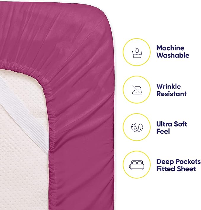 King Size Bed Sheets - 6 Piece 1500 Supreme Collection Fine Brushed Microfiber Deep Pocket King Sheet Set Bedding - 2 Extra Pillow Cases, Great Value, King, Berry