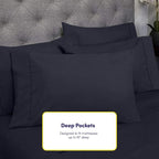 Sweet Home Collection 6 Piece 1500 Supreme Collection Brushed Microfiber Deep Pocket Sheet Set-2 Extra Pillow Cases, Great Value, Rv Short Queen, Navy