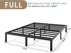 Metal Bed Frame Full Size - 12 Inch Heavy-Duty Full Platform Bed Frame No Box Spring Needed, Easy Assembly, Noise-Free, Sturdy Mattress Foundation, Underbed Storage Space