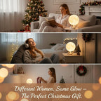 Mydethun 3.5 Inch 3D Moon Lamp – White Elephant Gift for Women Teenage Girls, Mood Lighting w/Ceramic Base, Dual-Color White/Yellow, Touch-Dimmable LED Night Light for Kids Room, Christmas Decor