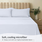 LuxClub 4 PC Sheet Set Bed Sheets Deep Pockets 16" Eco Friendly Wrinkle Free Cooling Machine Washable Hotel Bedding Silky Soft - Baby Blue Queen