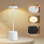 Cordless Table Lamp – 2 Pack Rechargeable Table Lamps, 5000mAh Battery Operated Lamp with 3-Color Dimmable Light, Outdoor Table Lamp for Bedroom, Restaurant, Patio, Home Décor (White)