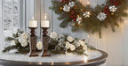 Creative Scents Schonwerk Brown Pillar Candle Holder Set of 2- Crackled Mosaic Design- Functional Table Decorations- Centerpieces for Dining/Living Room- Best Wedding Gift