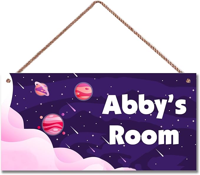 Personalized Universe Sign Cute Aerospace Stars Themed For Kids Room Nursery Door Decor,Custom Name Wall Decor Decorative Plate for Boys Room Girls Bedroom