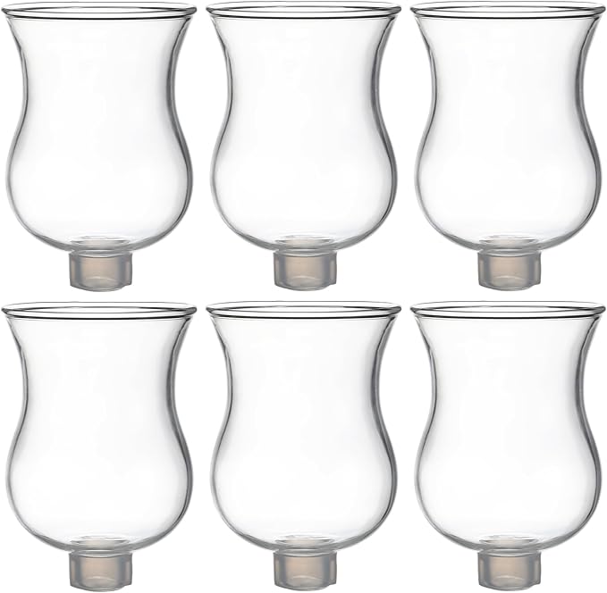 VIHOSE Bulk Set of 6 Clear Peg Votive Holders with Rubber Gasket 3.5" Glass Wholesale Candelabra Hurricane Glass Shades Votive Candleholder Cups for Modern Contemporary Home Decor