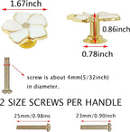4 White Flower Petal Handles Kitchen Cabinet Knobs & Drawer Pulls (Gold, 8 Screws)