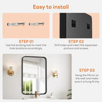 Bathroom Mirror 30x22 Inch Black Metal Framed Rounded Rectangle Vanity Mirror for Wall, Over Sink, Farmhouse, Restroom, Anti-Rust, Modern Decorative, Horizontal or Vertical Hanging