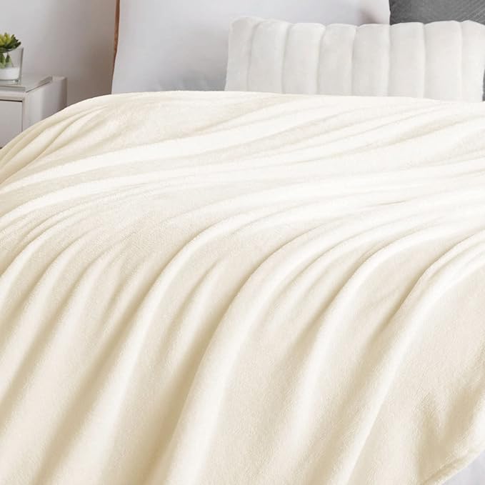 Walensee Fleece Blanket Plush Throw Fuzzy Lightweight (King Size 108x90 Cream) Super Soft Microfiber Flannel Blankets for Couch, Bed, Sofa Ultra Luxurious Warm and Cozy for All Seasons
