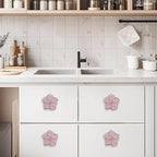 4pcs Petal Handles Zinc Alloy Single Hole Flower Shape Inlaid Rhinestone Drawer Pull Kitchen Handle for Dresser Closet Furniture Handle（Pink Silver）