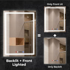 Fab Glass and Mirror LED Mirror 48x30 Inches, Led Bathroom Mirror with Lights Front and Backlit Anti-Fog Memory Brightness, Three Color Options Frameless Wall Mounted Bathroom Vanity Mirrors