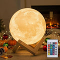 Mydethun 16-Color 3D Moon Lamp, 148 Lighting Modes, 5.9" Rechargeable Dimmable Night Light with Remote & Wooden Stand – Unique Gift for Women, Mom, Kids, Bedroom, Thanksgiving Table & Christmas Décor