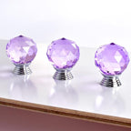 12 Pcs 30mm Round Shape Crystal Glass Cabinet Knobs with Screws Drawer Knob Pull Handle Used for Kitchen, Dresser, Door, Cupboard(Purple)